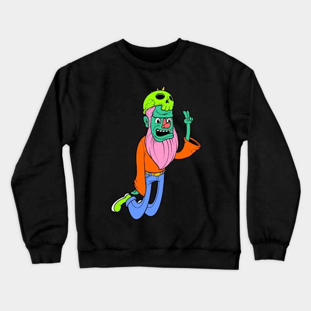 skull granpa Crewneck Sweatshirt by TOSSS LAB ILLUSTRATION